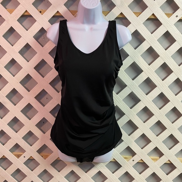 Kim Gravel x Swimsuits For All Sarong Front One Piece Swimsuit Onyx Size 10 - Picture 2 of 8